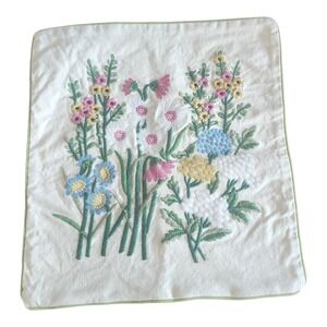 Floral Embroidered‎ Throw Pillow Cover